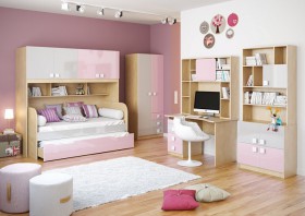 Детская комната Грэйси (Розовый/Серый/корпус Клен) в Павлоградке - pavlogradka.katalogmebeli.com | фото 2