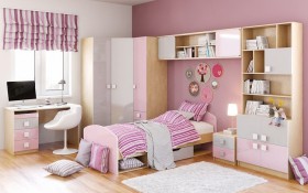 Детская комната Грэйси (Розовый/Серый/корпус Клен) в Павлоградке - pavlogradka.katalogmebeli.com | фото 3