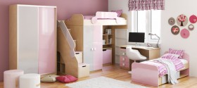 Детская комната Грэйси (Розовый/Серый/корпус Клен) в Павлоградке - pavlogradka.katalogmebeli.com | фото 5