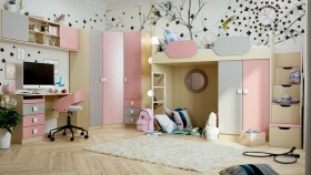 Детская комната Грэйси (Розовый/Серый/корпус Клен) в Павлоградке - pavlogradka.katalogmebeli.com | фото 1