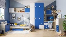 Детская комната Скай (Синий/Белый/корпус Клен) в Павлоградке - pavlogradka.katalogmebeli.com | фото
