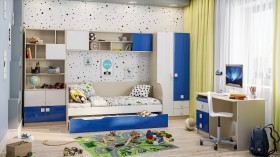 Детская комната Скай Люкс (Синий/Белый/корпус Клен) в Павлоградке - pavlogradka.katalogmebeli.com | фото
