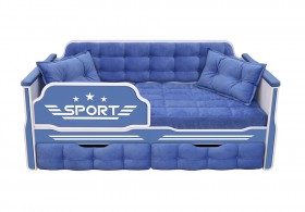 Кровать 160 серии Спорт 2 ящика 85 Синий (подушки) в Павлоградке - pavlogradka.katalogmebeli.com | фото