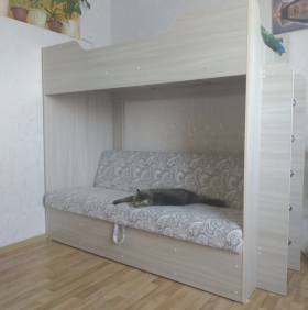 Кровать двухъярусная с диваном (Беленый дуб) в Павлоградке - pavlogradka.katalogmebeli.com | фото