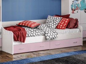 Кровать Fashion-1 Вега 0,9 м (Белый/Розовый) в Павлоградке - pavlogradka.katalogmebeli.com | фото