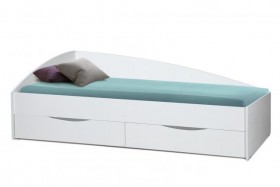 Кровать одинарная "Фея - 3" (асимметричная) (2000х900) New/(белый / белый / ДВПО белый) в Павлоградке - pavlogradka.katalogmebeli.com | фото