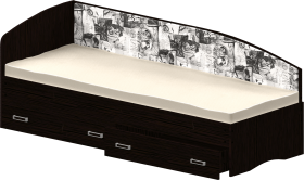 Кровать Софа-9 с мягкой спинкой с рисунком Милана (900х1900) Венге в Павлоградке - pavlogradka.katalogmebeli.com | фото