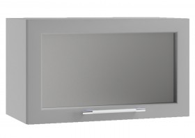 Лофт ВПГС 600 шкаф верхний горизонтальный со стеклом высокий (Штукатурка серая/корпус Серый) в Павлоградке - pavlogradka.katalogmebeli.com | фото