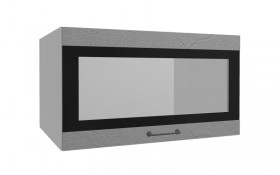Лофт ВПГСФ 800 шкаф верхний горизонтальный со стеклом высокий с фотопечатью (Штукатурка серая/корпус Серый) в Павлоградке - pavlogradka.katalogmebeli.com | фото