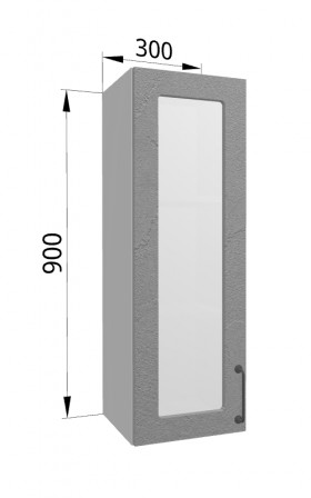 Лофт ВПС 300 шкаф верхний со стеклом высокий (Штукатурка серая/корпус Серый) в Павлоградке - pavlogradka.katalogmebeli.com | фото