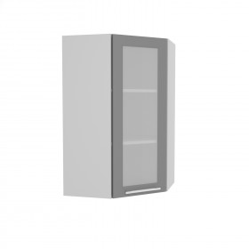 Лофт ВПУС 550 шкаф верхний угловой со стеклом высокий (Штукатурка серая/корпус Серый) в Павлоградке - pavlogradka.katalogmebeli.com | фото