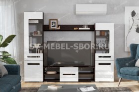 Мебель для гостиной МГС 6 (Исполнение 1/Венге/Белый глянец) в Павлоградке - pavlogradka.katalogmebeli.com | фото