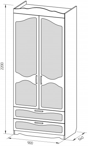 Шкаф 2-х створчатый с ящиками серии Иллюзия 99 Серый в Павлоградке - pavlogradka.katalogmebeli.com | фото 2