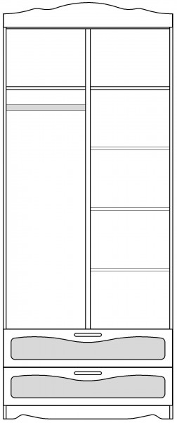 Шкаф 2-х створчатый с ящиками серии Иллюзия 99 Серый в Павлоградке - pavlogradka.katalogmebeli.com | фото 4