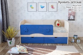 Техно Кровать детская 2 ящика 1.6 Синий глянец в Павлоградке - pavlogradka.katalogmebeli.com | фото